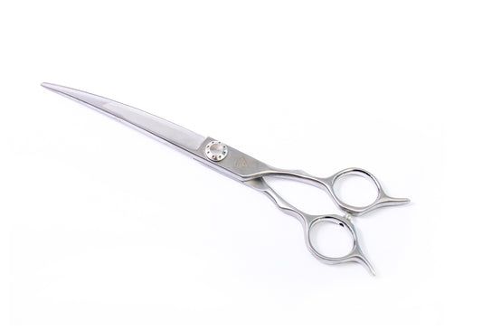 Gebogene Schere microverzahnt links